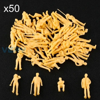

50pcs Beige Mix Posture Scale 1:42 Unpainted Model Train People Figures