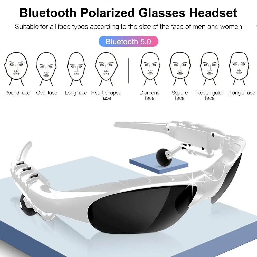Smart Bluetooth 5.0 Headset Wireless Polarized Bluetooth Sunglasses Sports Driving Bluetooth Glasses Earphone Universal