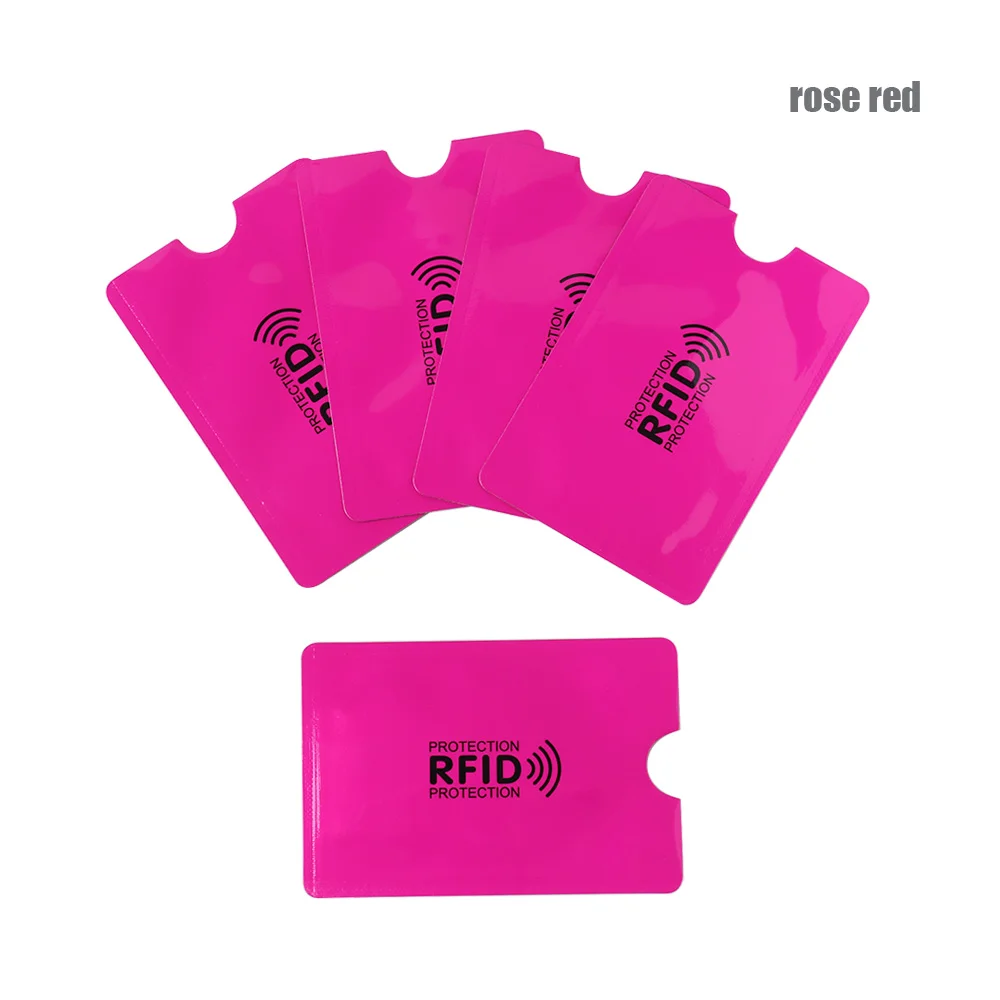 Rose red 10 шт. Анти Rfid Блокировка ридер замок держатель для карт Id банковский чехол для карт Защита Алюминиевый металлический умный Противоугонный кредитный держатель для карт - Цвет: Rose red