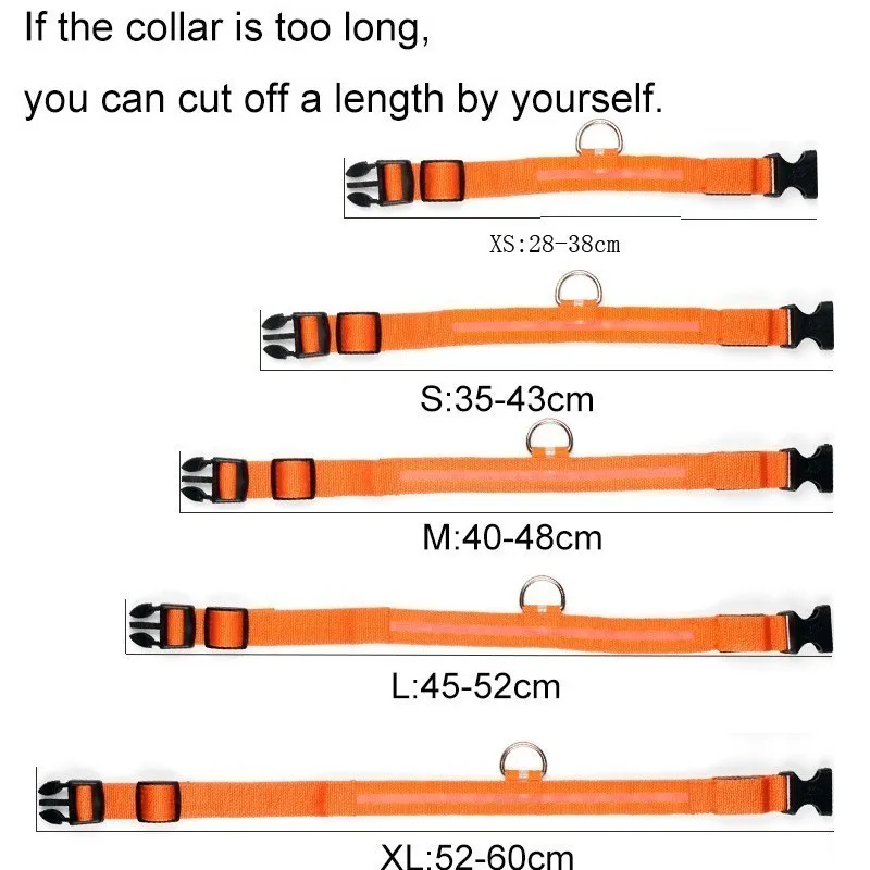 1 шт. USB Перезаряжаемый светодиодный ошейник для собак, ночной безопасный мигающий светящийся ошейник для собак, кошек с usb-кабелем, зарядный аксессуар для собак