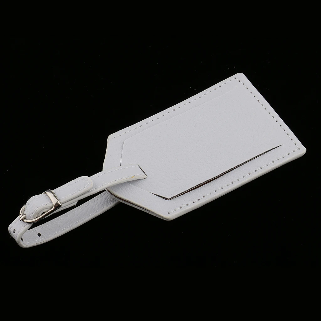 fityle 2 Pieces PU Leather Luggage Tag Travel Suitcase ID Label Tag White and Black