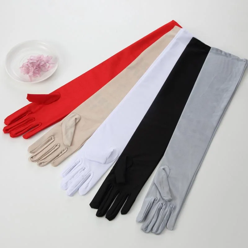 45 см/55 см, Женские сексуальные эластичные длинные перчатки из спандекса, Вечерние перчатки - Цвет: mix colors