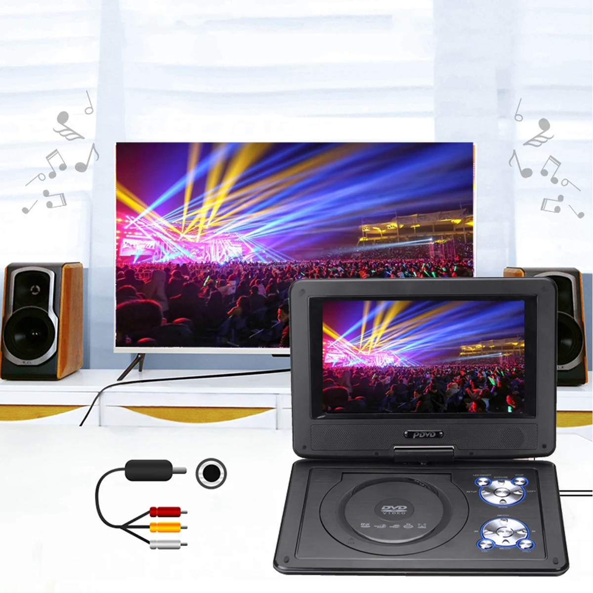 

7Pcs In 1 9.8 mini Portable Game Console Car DVD Player CD Support MP4 MP3 JPG Rotate USB SD 300 GAMES With DC 12V Car Adapter