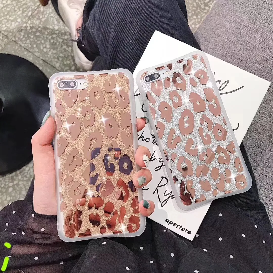 

Tfshining Shockproof Glitter Bling Case For iphone X XR XS Max Leopard Print Girl Case For iphone 7 8 Plus 6 6s Plus Cover Coque