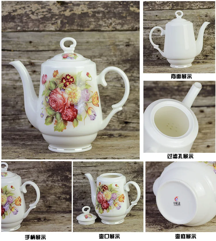 Fashion British Bone China Coffee Pot European Style Afternoon Tea Teaset Ceramic Teapot Coffee Pot Flower Tea Pot Porcelain Pot