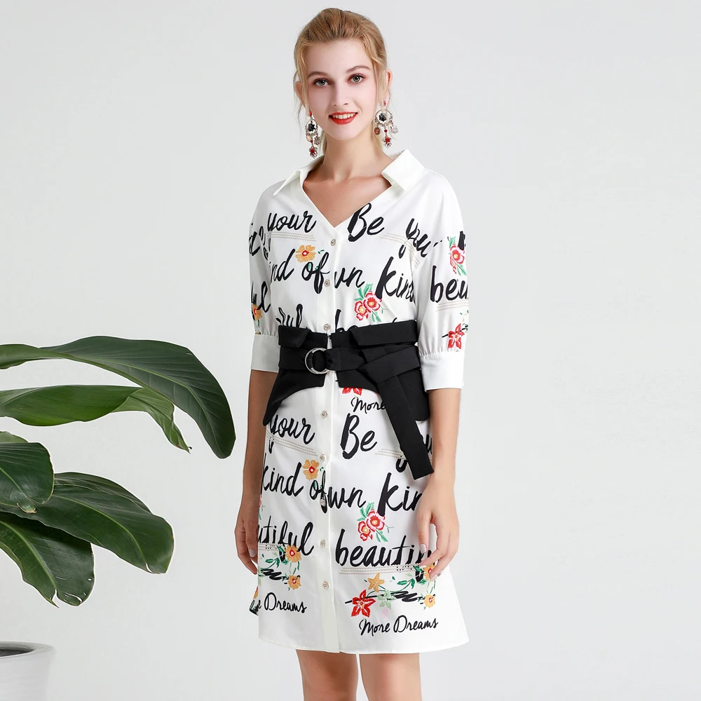 

Red RoosaRosee Designer Runway Women Casual Party Dress Sweet Flower Letters Print Half Sleeve Autumn Mini Dresses Vestidos Robe