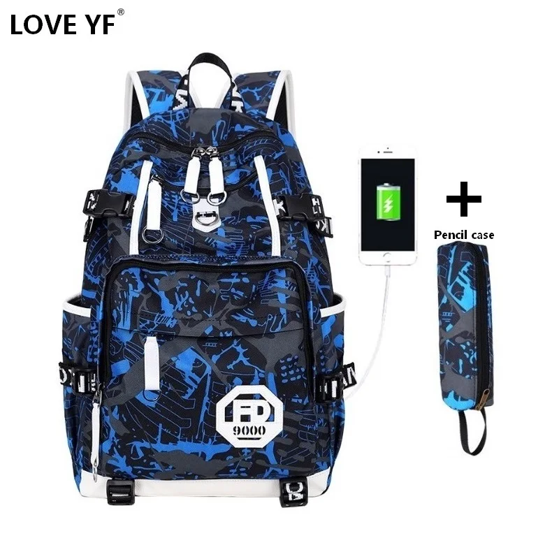 

Highcapacity backpack Adolescent Girl Boy backpack USB waterproof laptop school bag travelling backpack mochila cargador usb