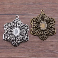 1 шт. 13x18 мм Внутренний Размер 2 цвета античное серебро Античная бронзовая большая Цветочная Камея Кабошон основа Установка Подвески