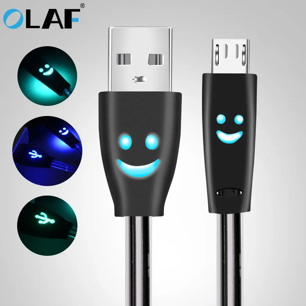 OLAF Micro USB кабель 1 м светодиодный кабель для зарядки и передачи данных USB кабель для зарядки samsung Xiaomi huawei Android телефон кабель для зарядки Micro USB шнур