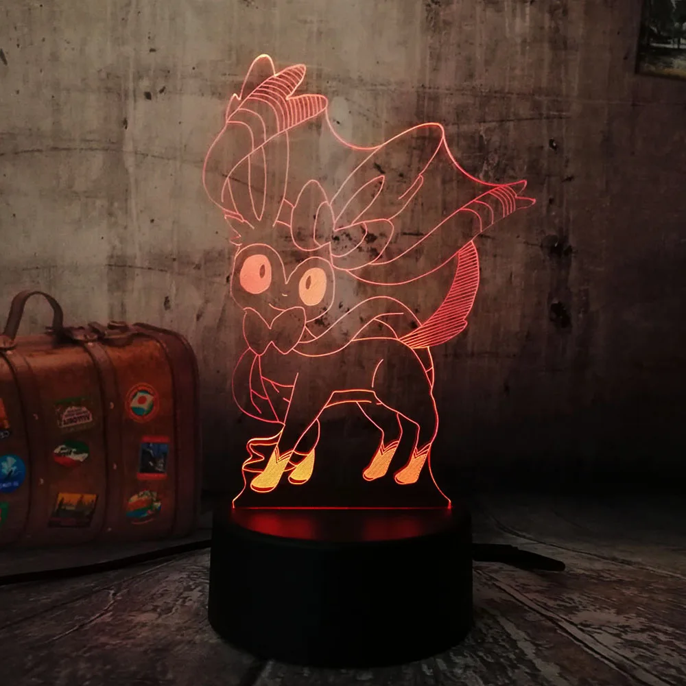 Горячий милый мультяшный Покемон серия Пикачу Бульбазавр 3D светодиодный Ночной светильник с иллюзией 7 цветов Настольная лампа для детей Рождественский подарок домашний декор