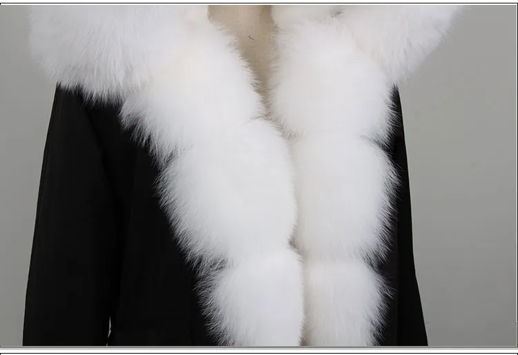 Модная зимняя куртка для женщин, пальто из натурального меха лисы, воротник, свободные длинные парки, Большая Меховая верхняя одежда, съемная