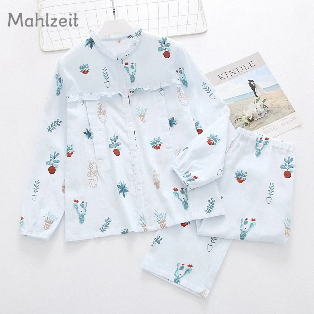 

Summer Autumn Maternity soft Nursing clothes Pregnant Women 100% cotton Sleepwear Breastfeeding pajamas 2pcs set for Mom