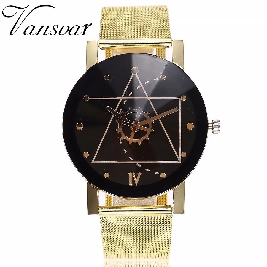 Унисекс розовое золото и серебро шестерни стиль часы модные роскошные для мужчин женщин кварцевые наручные часы подарок часы Montre Femme - Цвет: gold black
