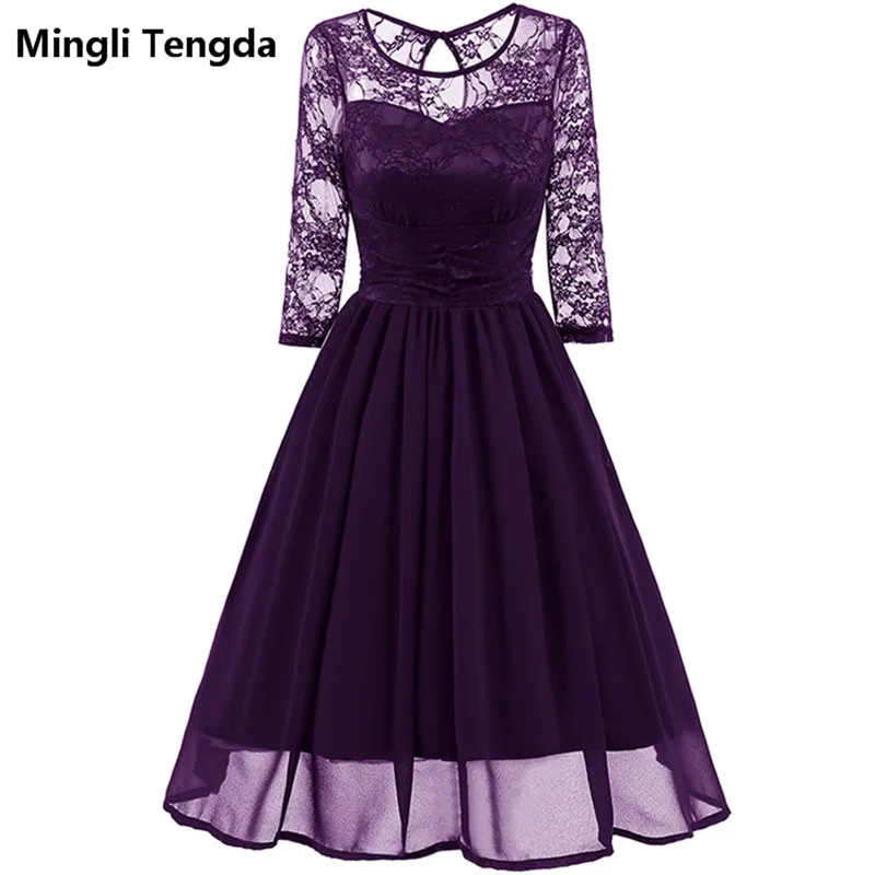 Mingli Tengda фиолетовое шифоновое платье для матери невесты кружевное платье для матери невесты элегантное ТРАПЕЦИЕВИДНОЕ платье для матери