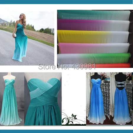 

shade chifon material 2 tone 100D chiffon gradient tissu flowing evening dress fabric for wedding gowns tecido