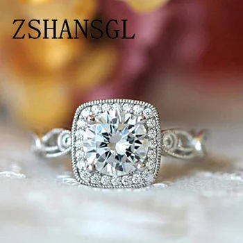 

Fashion Ring Big 925 Sterling Silver Pave setting 5A CZ Zircon Rings for Women Bridal bijoux Claddagh Wedding Jewelry