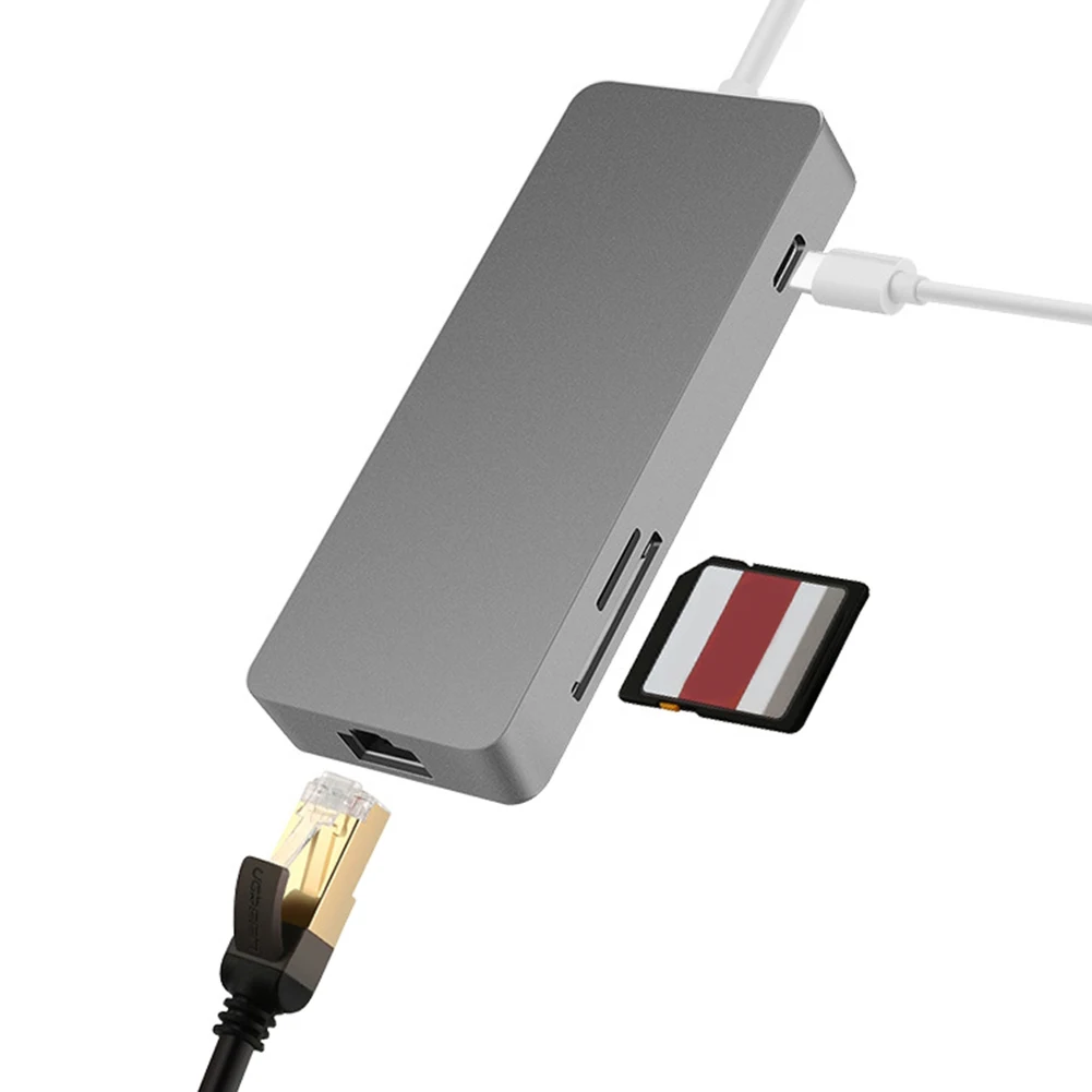 Type C USB C Hub 7 в 1 многопортовый USB 3,0 type C к HDMI USB 3,0 RJ45 SD/TF кардридер зарядка PD адаптер конвертер для Mac