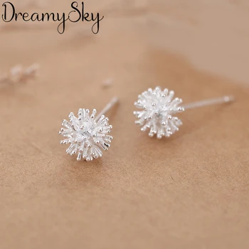 

DreamySky Real 925 Sterling Silver Statement Ball Earrings For Women Ladies Girls Brand Earrings Ear Jewelry Bijoux Brincos