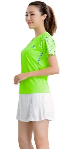 МУЖСКАЯ ТЕННИСНАЯ СПОРТИВНАЯ футболка+ шорты, мужские теннисные майки, футболка для бадминтона, рубашка для настольного тенниса для мужчин, теннисные рубашки - Цвет: Women green suit