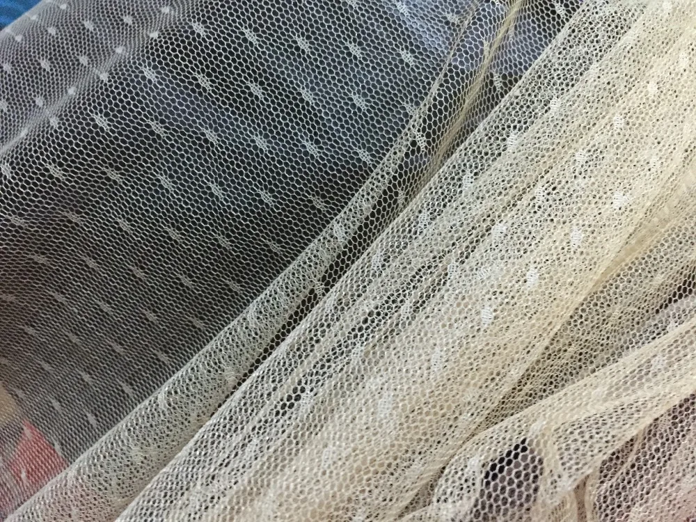 67" 170cm width 5yards/lot soft gauze net mesh Dark Beige fabric polka