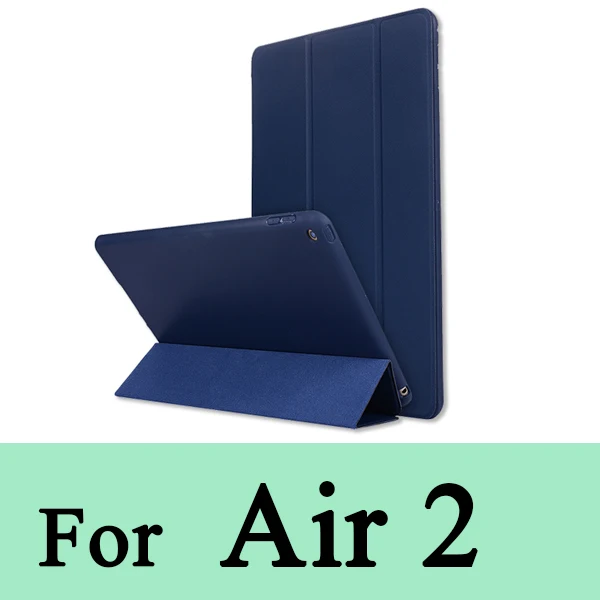 Rovtop Чехол для iPad 9,7 Air 2 Air 1 Pro 10,5 чехол силиконовый мягкий кожаный смарт-чехол для поколения Funda - Цвет: Dark Blue for Air2