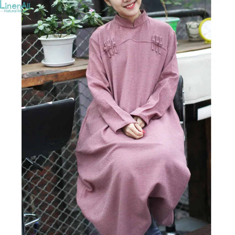 LinenAll women's Cheongsam dress, 100 linen original design linen