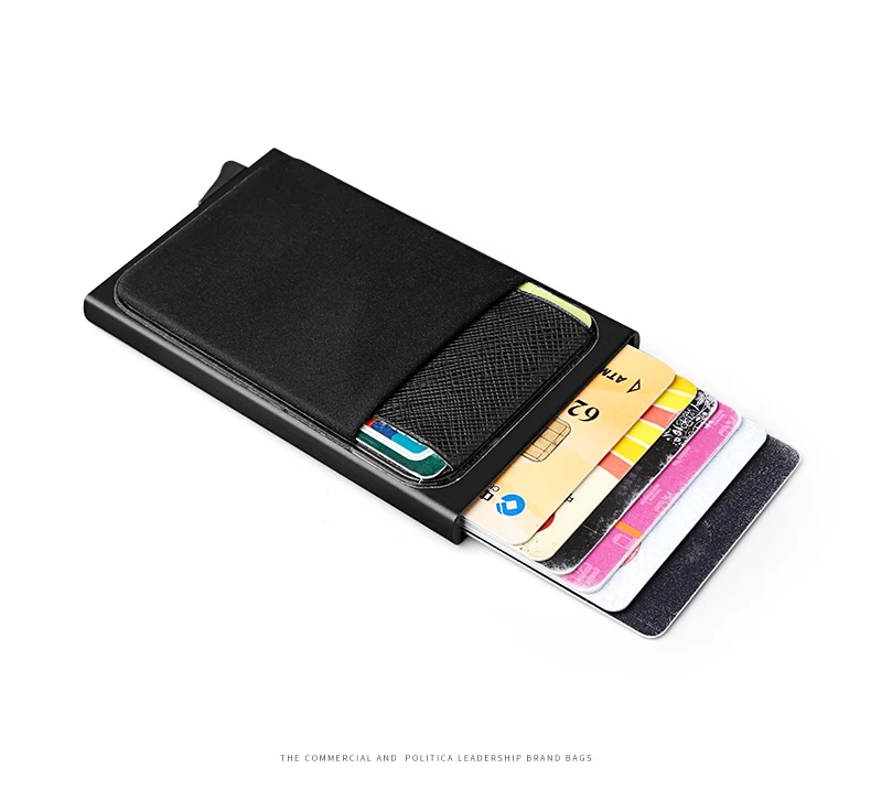 Мужской алюминиевый кошелек с задним карманом ID держатель для Карт Rfid Блокировка мини тонкий металлический кошелек Автоматический чехол для кредитных карт протектор