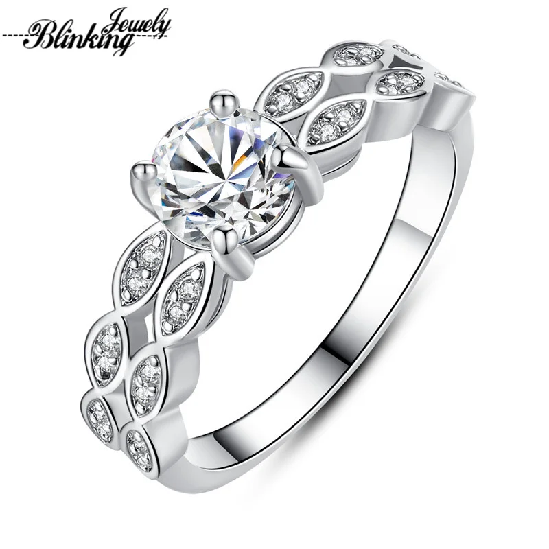 Classic Round Cut CZ Rhinestone Wedding Rings Silver ...