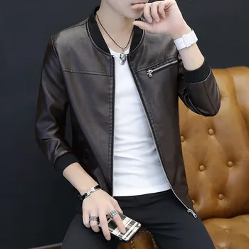 

HO 2020 autumn outfit new men locomotive leather cultivate one's morality leisure leather PU leather jacket