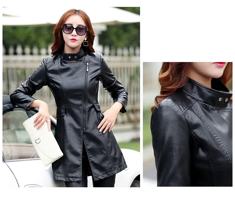 5XL, кожаное пальто, куртка для женщин, модная, тонкая, из кусков, длинная, Женская куртка, высокое качество, искусственная кожа, для мотоцикла,, осенняя, зимняя верхняя одежда
