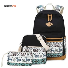 3 Шт./компл. Моды Случайные Путешествия Ruckpack Милые Женщины Колледж Рюкзак Холст Животных Печати Мешок Женщин Мешок Школы для Подростков Девушки