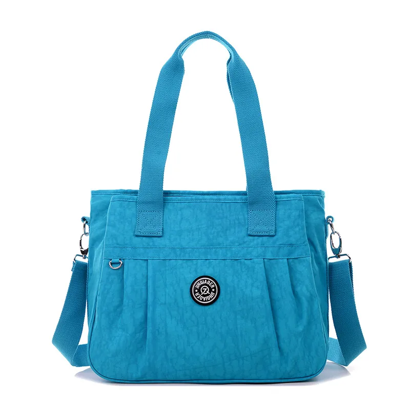 Большая женская нейлоновая водонепроницаемая сумка-тоут для путешествий, женские ручные сумки, сумка через плечо для женщин, женские сумки на плечо, женские сумки W675 - Цвет: sky blue
