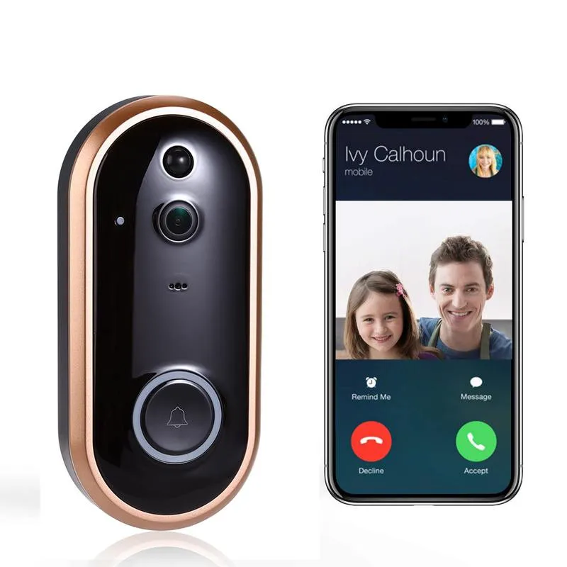 

Eu Plug 1080P Smart Wifi Doorbell Intercom Video Ring Door Bell With Camera And Dingdong Ir Entry Door Alert Wireless Security