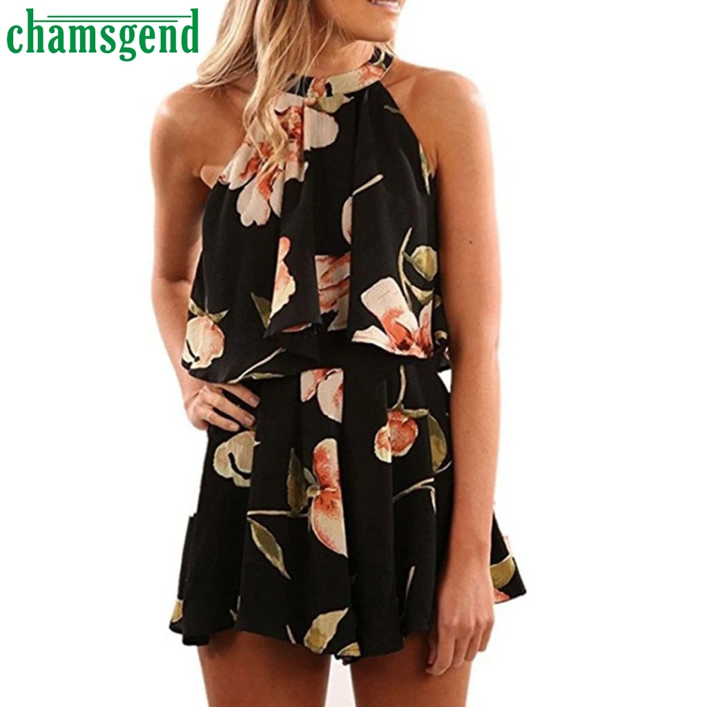 

Chamsgend Drawstring Jumpsuit 2019 Burgundy Wide Leg Summer Boho Floral Print Mid Waist Womens Romper Sleeveless Sexy Romper #30