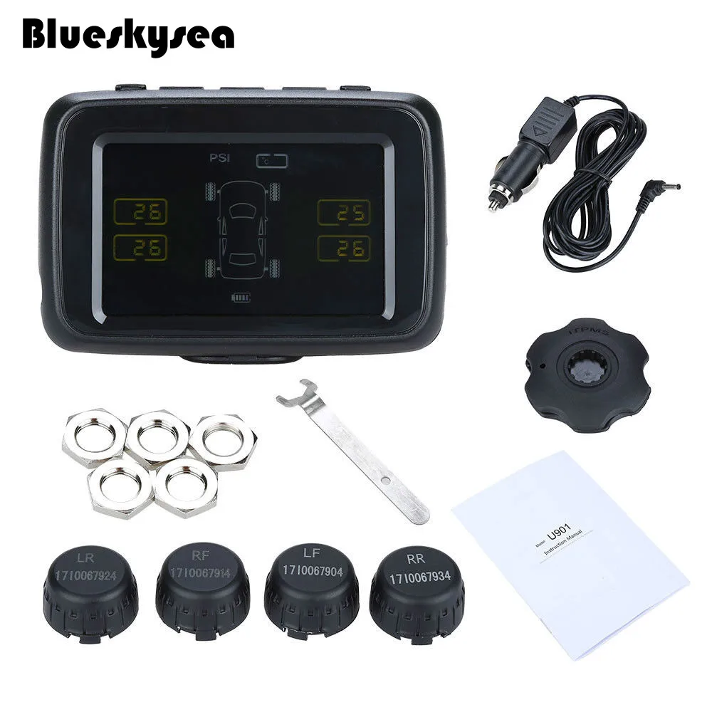 Car Vehicle Wireless Digital font b TPMS b font LCD Real Time Display 5V Tire Pressure