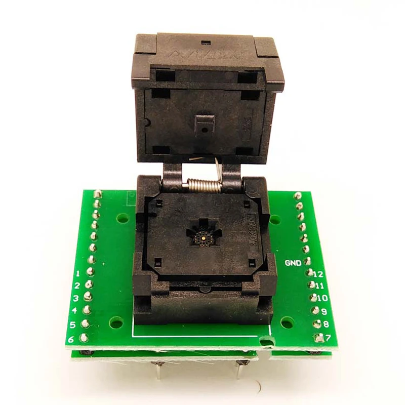 

QFN12 MLF12 WLCSP12 to DIP26 Double-Board Programming Socket PinPitch 0.5mm IC Body Size 2*2mm IC550-0204-009-G Test ZIF adapter