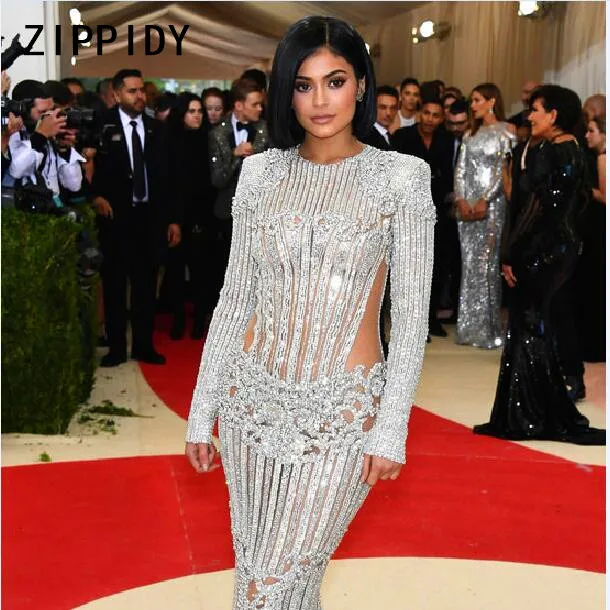 

Bright Rhinestones Luxurious Sparkly Crystals Celebrate Dress Evening Party Costume Dj Female Singer Birthday Long Style Dresses