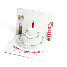 Happy открытка на день рождения поздравительные открытки пустой Бумага 3D ручной работы всплывающие лазерная резка Винтаж Приглашения пользовательские с конвертом