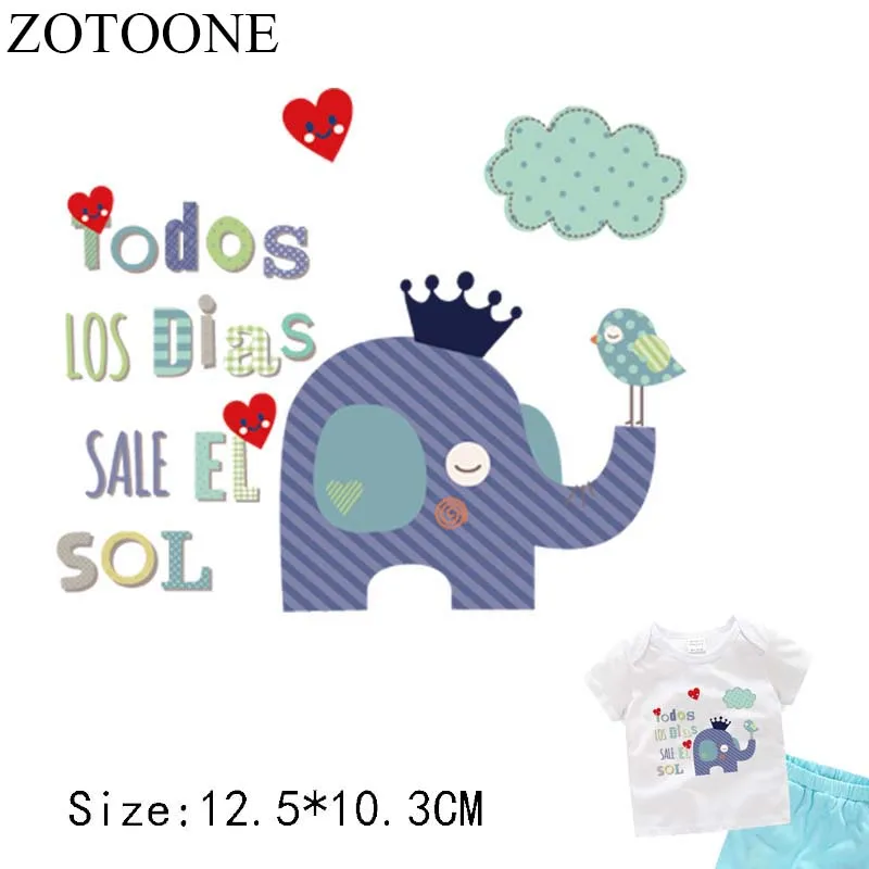 

Prajna Cute Elephant Letter Patchrs Heat Transfer Heart Patch T-shirt For Baby Cartoon Iron On Patches DIY Accessory Clothing D1