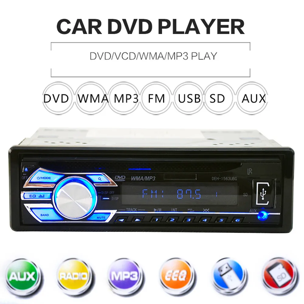 Для Android 1563U 12 V аудио стерео USB SD Mp3 плеер AUX DVD CD-плеер дистанционного Экран Авто адаптер дропшиппинг Voiture