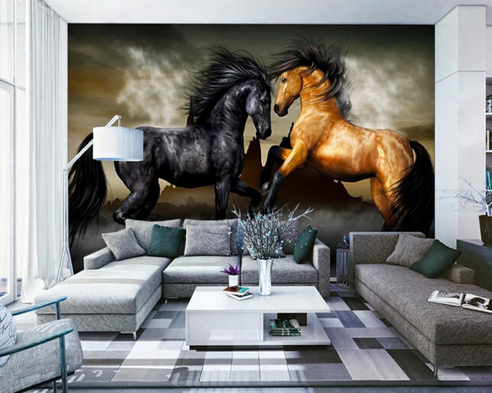 Custom horse wallpaper 3D, oil painting horse for the living room