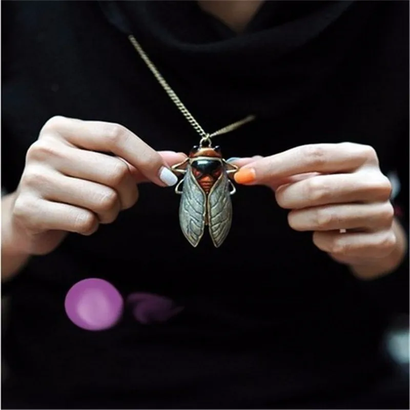 Новое поступление 2017 года Мода сплава Для женщин Цепочки и ожерелья Цикада кулон