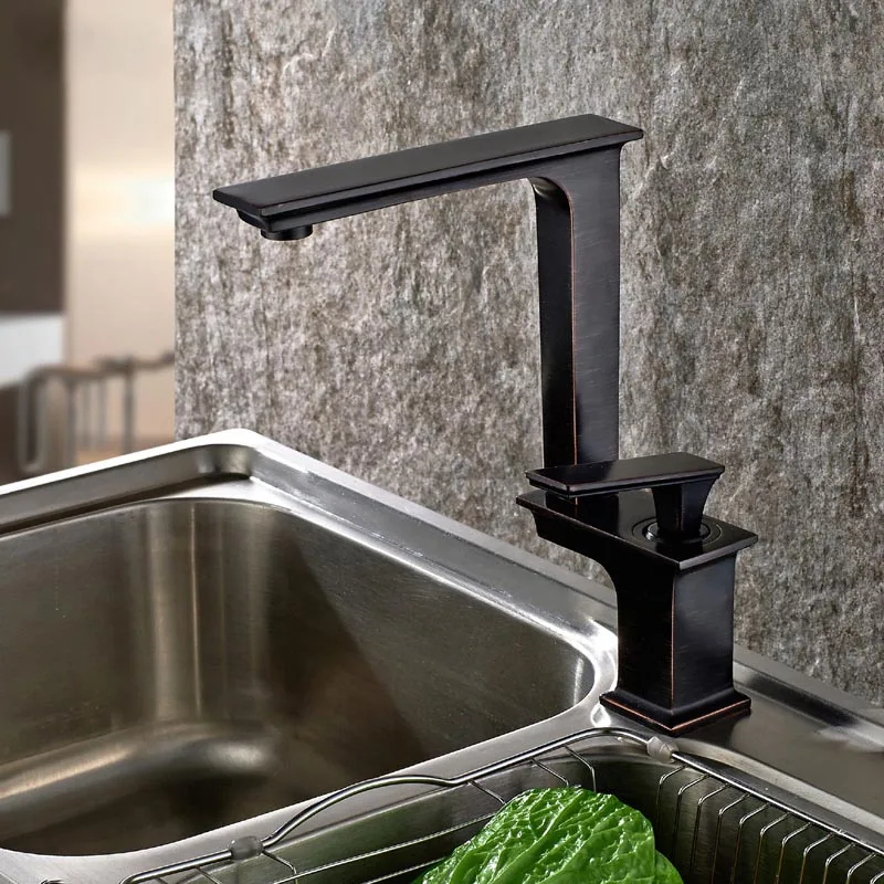

360 Degree Swivel Spout copper Blackend kitchen faucet hot and cold water vegetables basin sink mixer tap