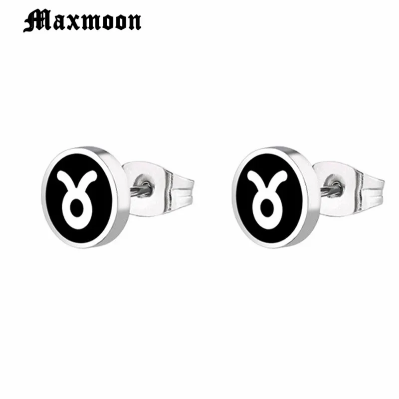 Мужские Серьги Maxmoon с двенадцатью созвездиями Телец мужские Клипсы из