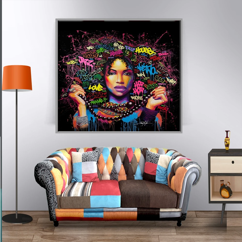 

African Women Wall Art Beauty Canvas Painting Nordic Style Poster American Women Portrait Pictures Living Room Home Decoration