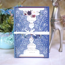 Печать на заказ свадебные приглашения с цветами лазерной резки ребенка душ пригласительные карты обручальные приглашения свадебные украшения