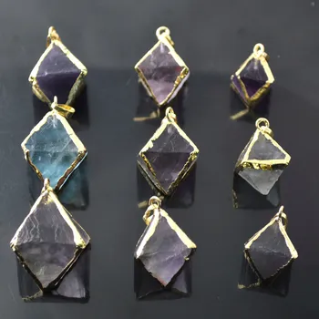 

5pcs Natural Fluorite Cctahedron Shape Women Pendant Fashion Geometry Jewelry For Men