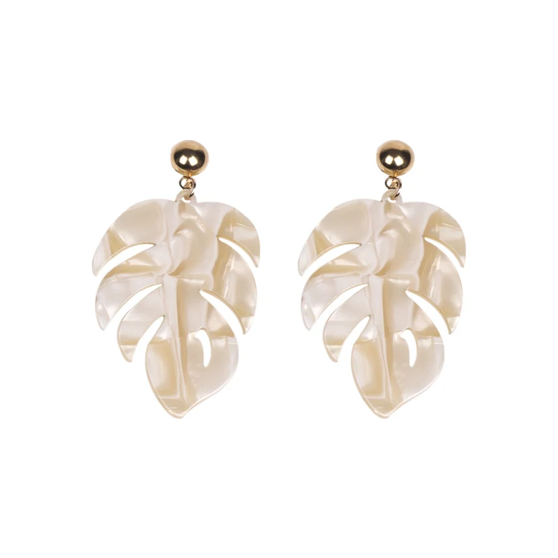 Vintage Long Resin Leaf Earrings for Women 2019 Big Metal Acrylic Dangle Drop Earings for Girls Fashion Summer Jewelry Brincos (4)