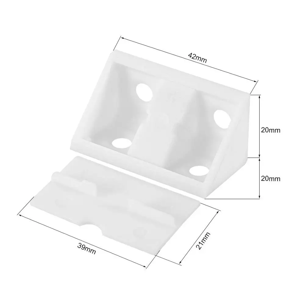 20*17,5 мм 20*42 мм черный белый прозрачный толстый пластик нейлон мебель из пвх шкаф угловой кронштейн держатель доски с 2 отверстиями