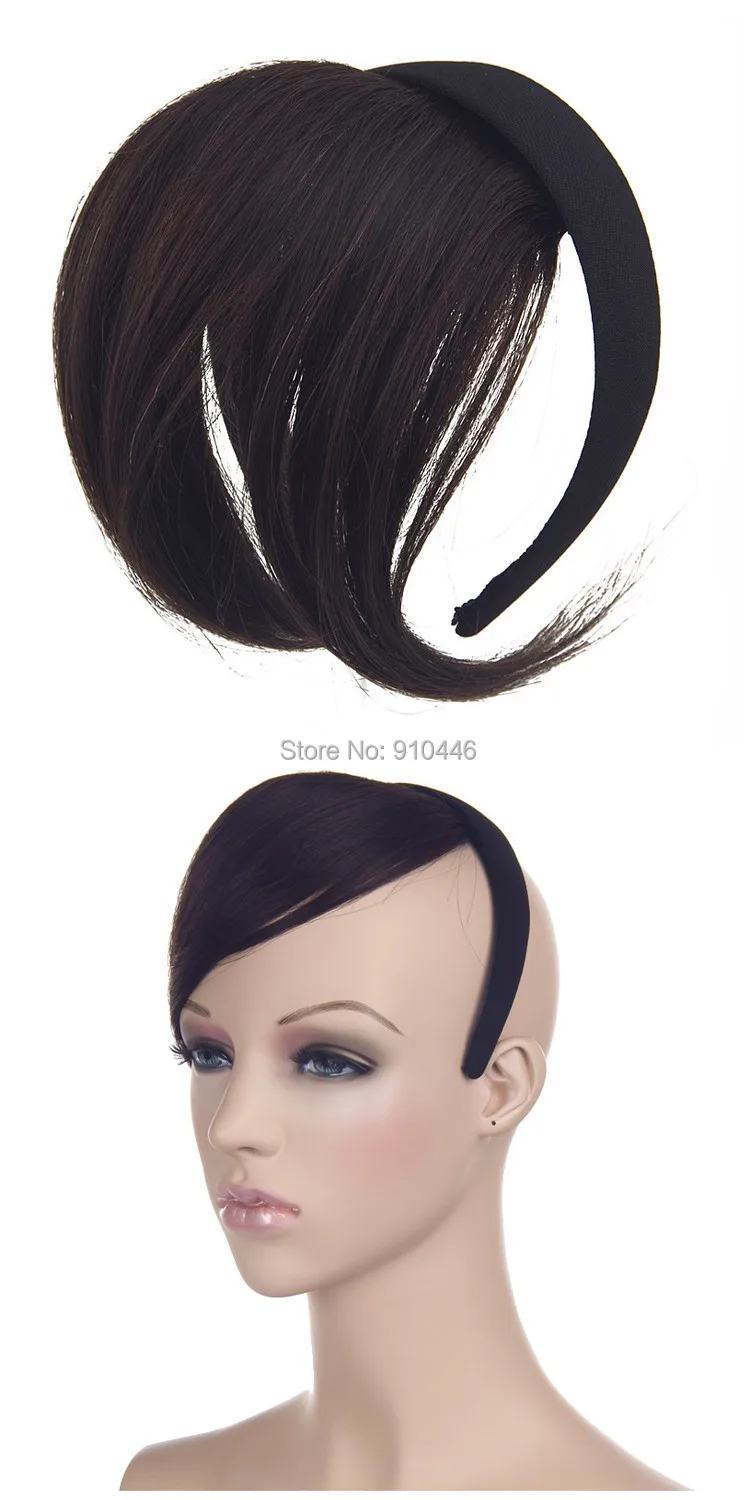 1PC Human Real Hair Black Headband Side Parting Front Fringe Hair